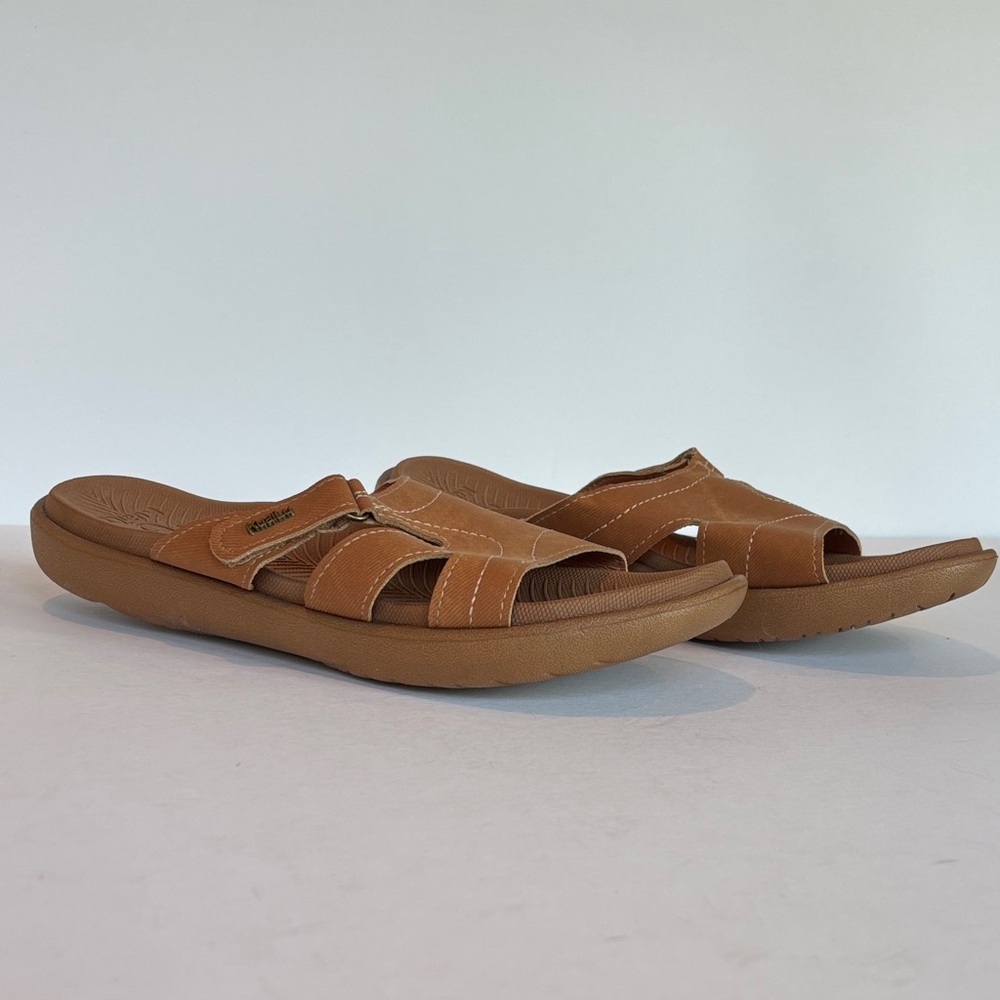 Women's Tan Slide Sandals with Cushioned Sole